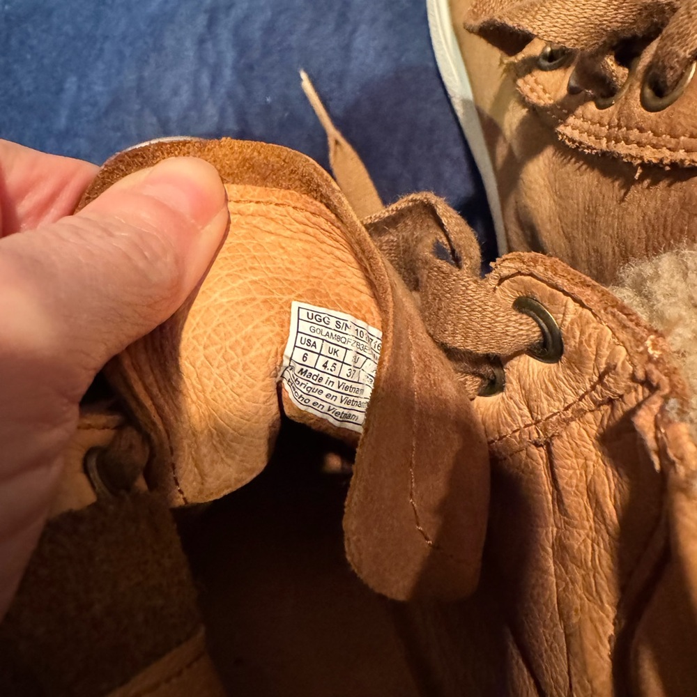 UGG Brown Leather Sneakers with Shearling - Picture 8 of 8